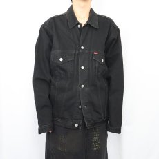 画像2: ACROSS ブラックデニムジャケット XL (2)