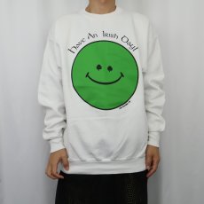 画像2: 90's USA製 "Have an Irish Day!" スマイルプリントスウェット L (2)