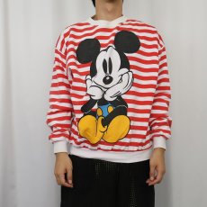 画像3: 90's MICKEY&CO. 青パンミッキー ボーダー柄 キャラクタープリントスウェット (3)