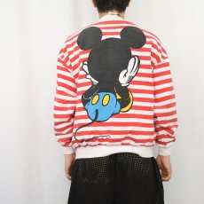 画像4: 90's MICKEY&CO. 青パンミッキー ボーダー柄 キャラクタープリントスウェット (4)