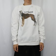 画像2: 80's USA製 "Greyhound" 犬プリントラグランスウェット L (2)