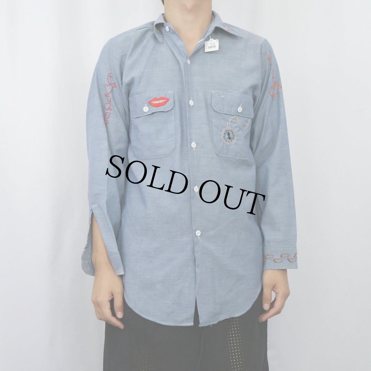 画像2: 70's BIG MAC JCPenny ハンド刺繍 シャンブレーシャツ (2)