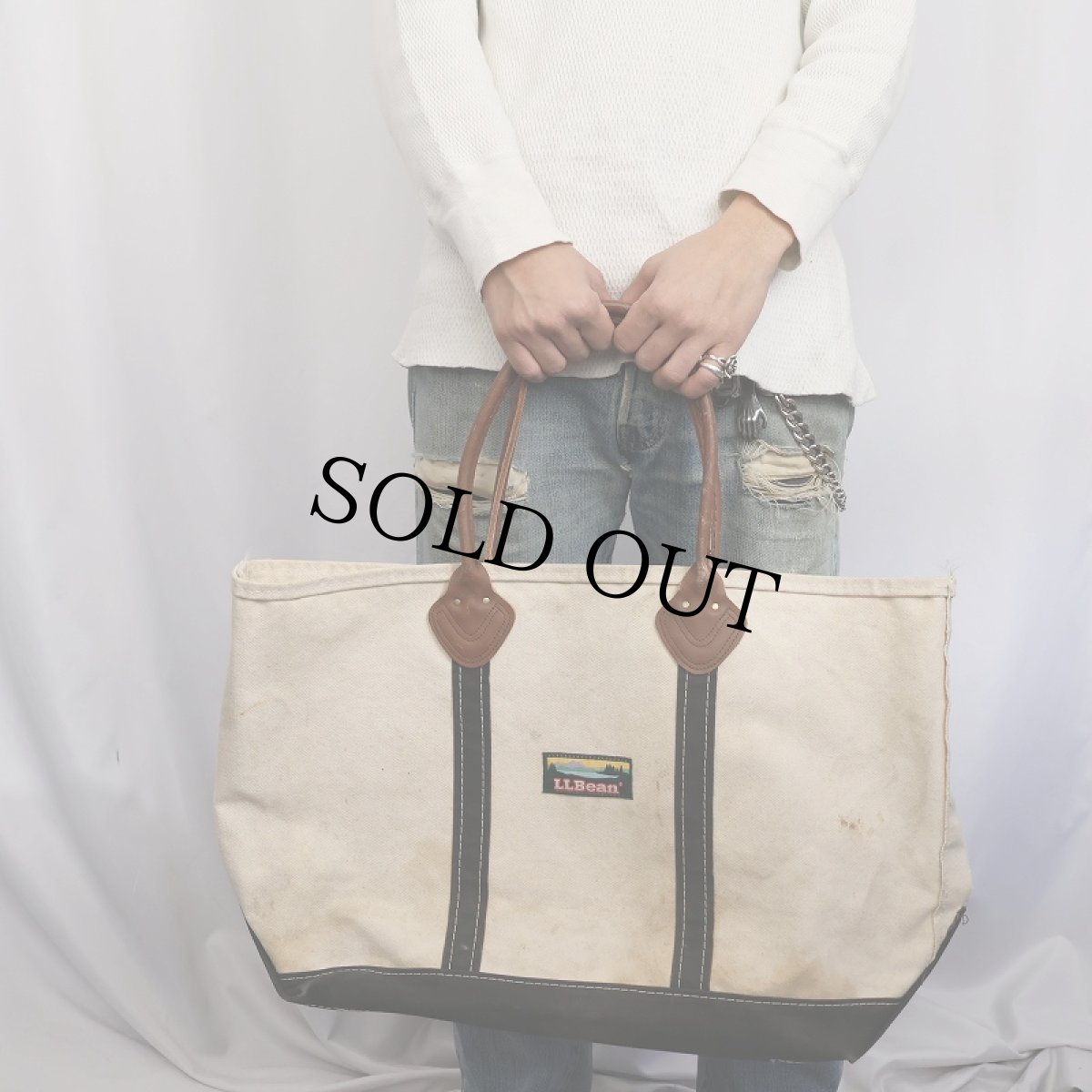 画像2: 80's L.L.Bean "BOAT AND TOTE" レザーハンドル キャンバストートバッグ BLACK LARGE (2)