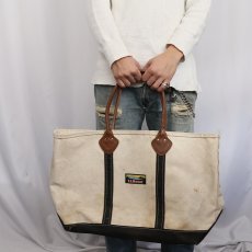 画像2: 80's L.L.Bean "BOAT AND TOTE" レザーハンドル キャンバストートバッグ BLACK LARGE (2)