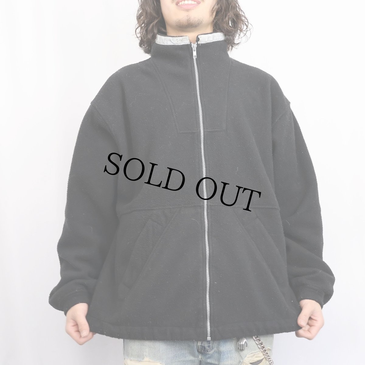画像2: 90's GAP "GP TECH" フリースジップジャケット BLACK L (2)