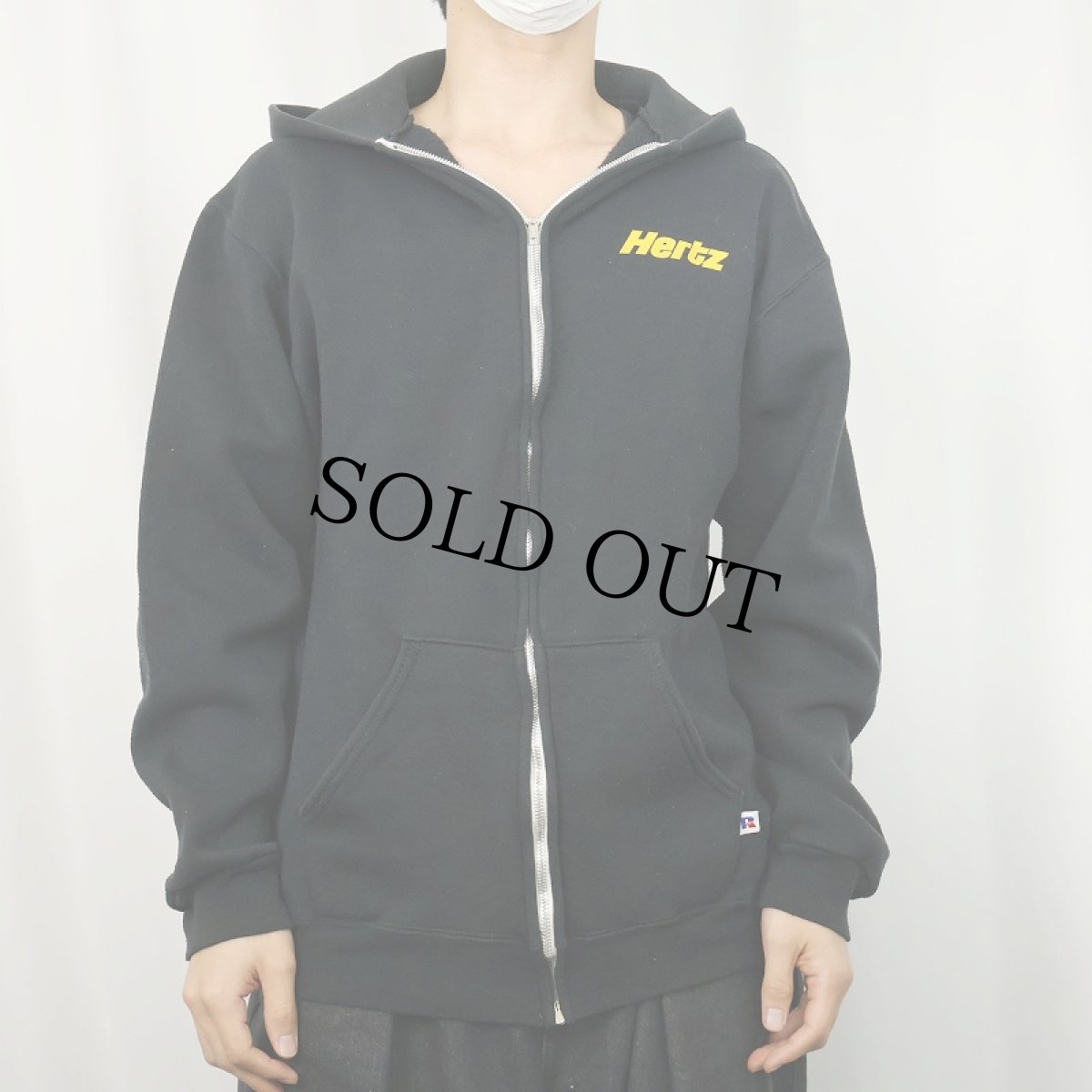 画像3: 80's RUSSELL ATHLETIC USA製 "Hertz" プリントスウェットジップパーカー BLACK L (3)