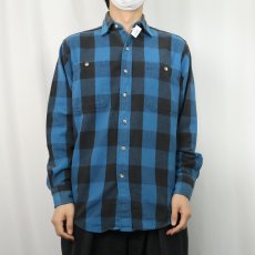 画像2: 90's ST JOHN'S BAY バッファローチェック柄 ヘビーネルシャツ M (2)