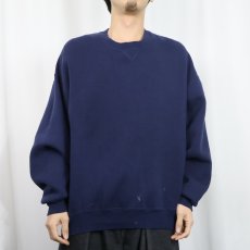 画像2: 90's RUSSELL ATHLETIC USA製 前V 無地スウェット NAVY 2X (2)