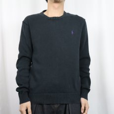 画像2: POLO Ralph Lauren ロゴ刺繍 コットンニットセーター BLACK S (2)