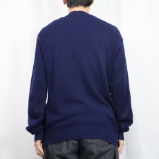 画像3: 70〜80's CHEMISE LACOSTE FRANCE製 ロゴ刺繍 ウールニットカーディガン NAVY (3)