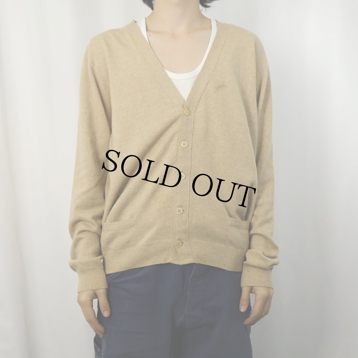 画像2: 70〜80's Pringle SCOTLAND製 カシミアニットカーディガン SIZE42 (2)