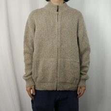 画像2: L.L.Bean ハイネック ラムウールニットジップジャケット L (2)