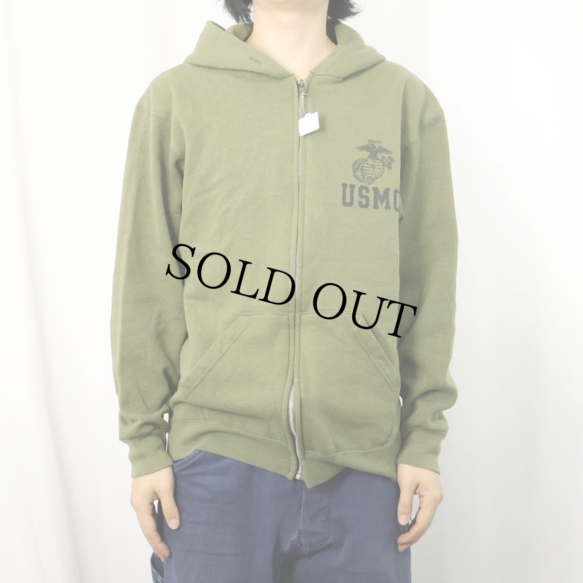 画像3: 90's USMC プリント スウェットジップパーカー (3)