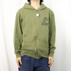 画像3: 90's USMC プリント スウェットジップパーカー (3)