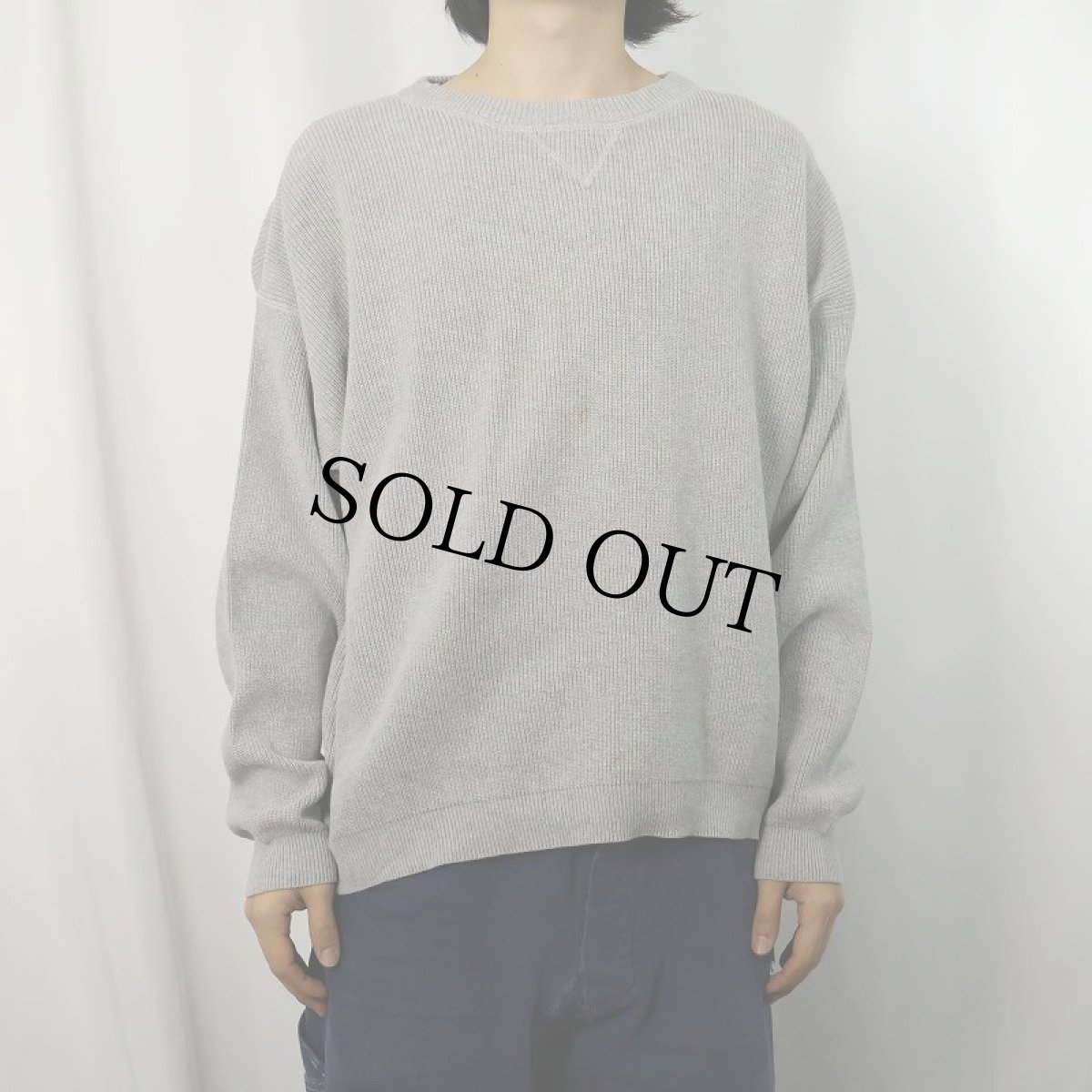 画像2: Eddie Bauer 前V コットンニットセーター L (2)