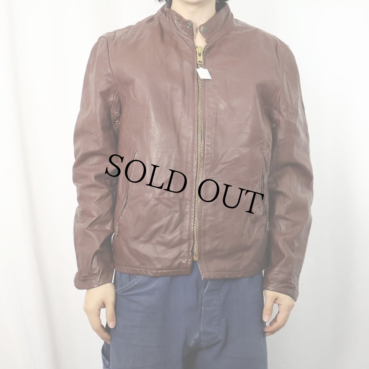 画像2: 70〜80's UNKNOWN ボアライナー シングルライダースジャケット SIZE42 (2)