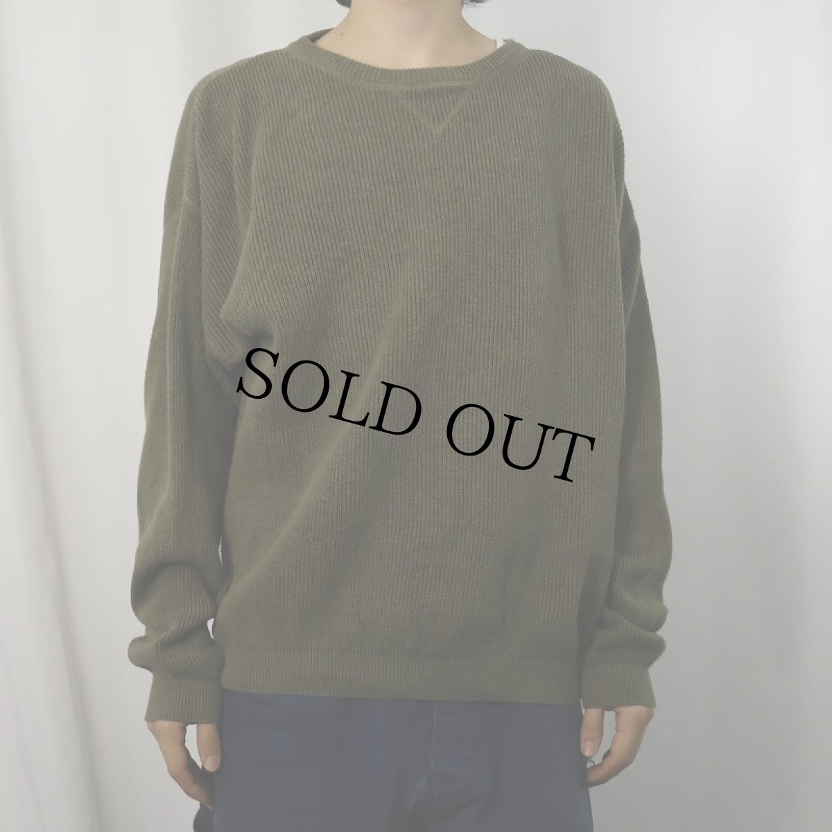 画像2: 90's Eddie Bauer 前V コットンニットセーター M (2)