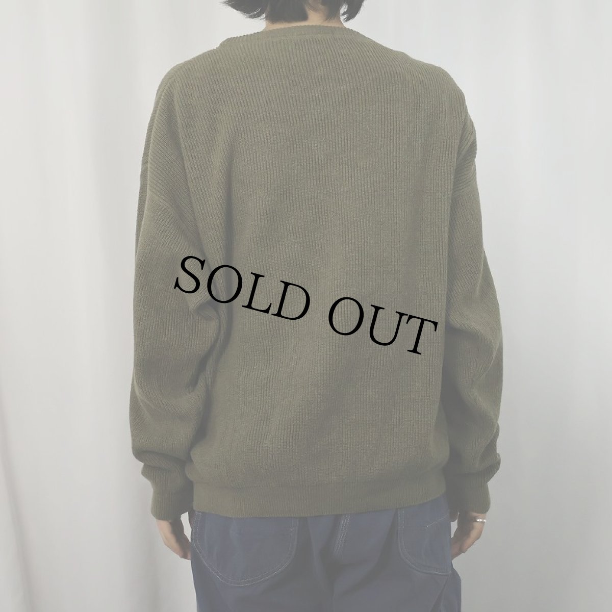 画像3: 90's Eddie Bauer 前V コットンニットセーター M (3)