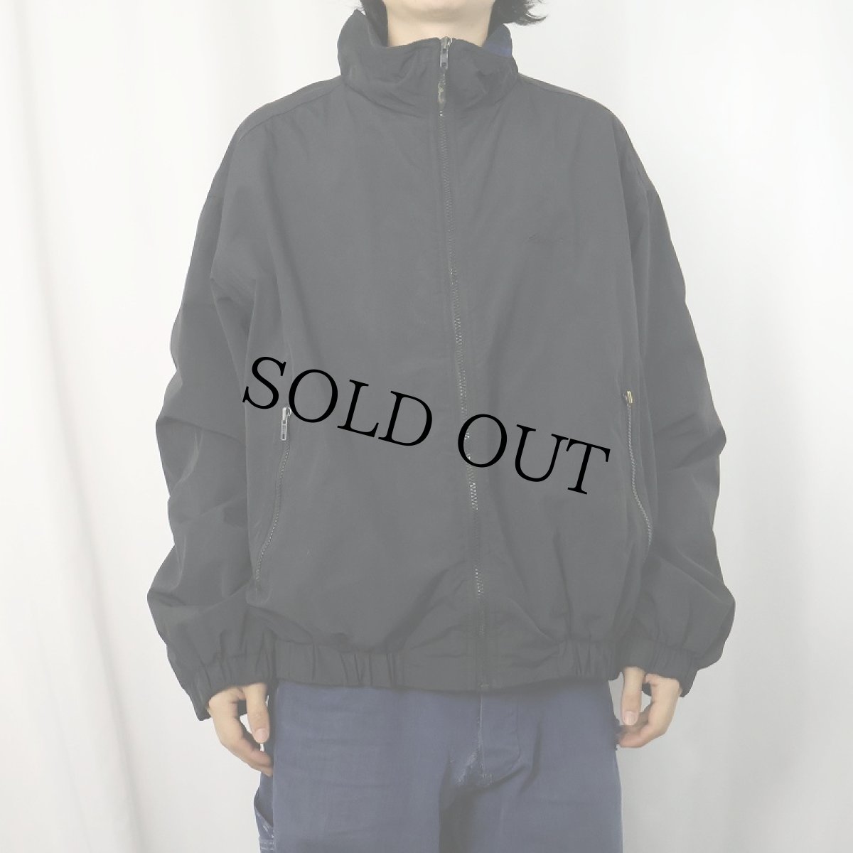 画像2: 90's Eddie Bauer 裏フリース ナイロンジップジャケット BLACK XL (2)