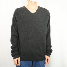 画像2: Stafford Vネック カシミアニットセーター CHARCOALGRAY L (2)