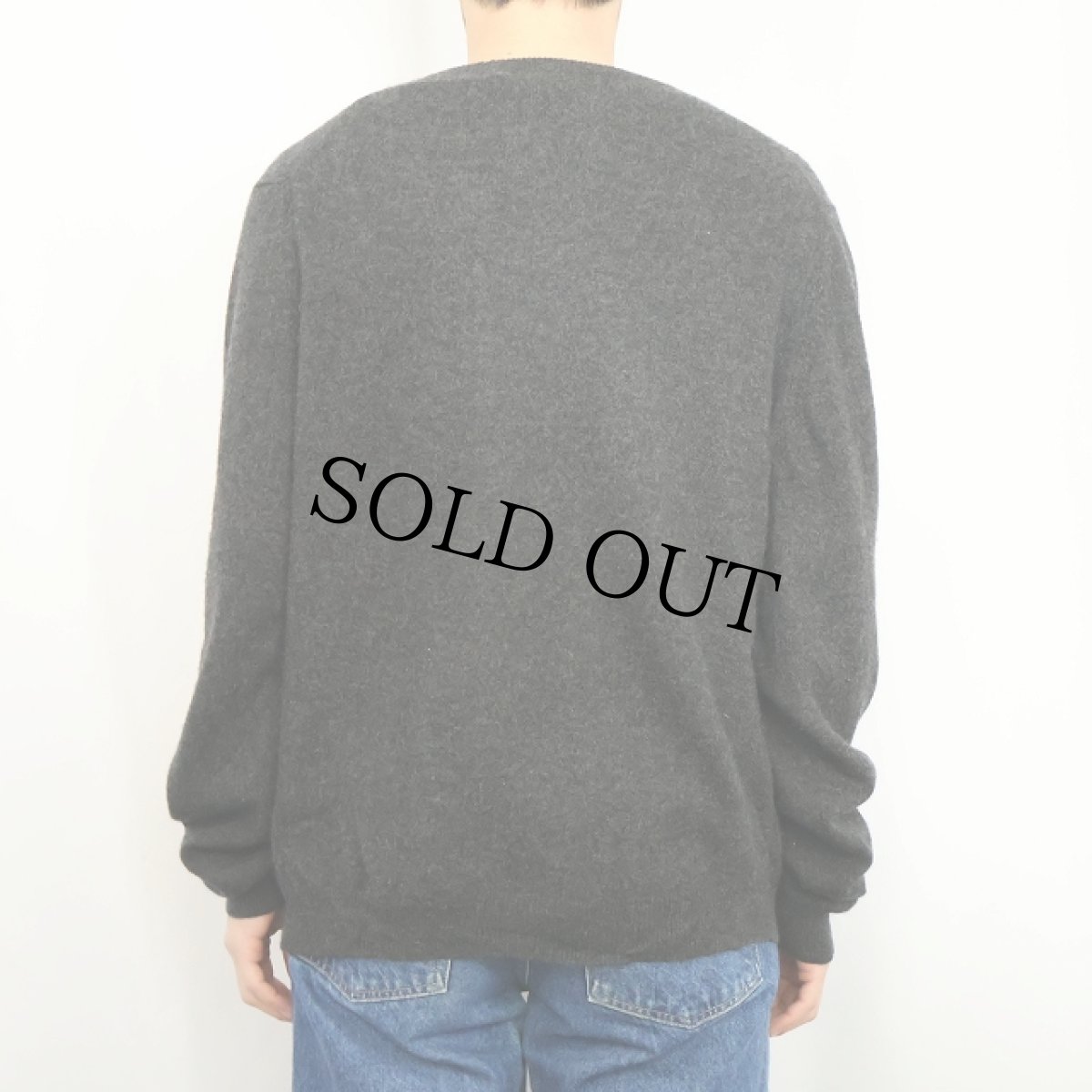 画像3: Stafford Vネック カシミアニットセーター CHARCOALGRAY L (3)