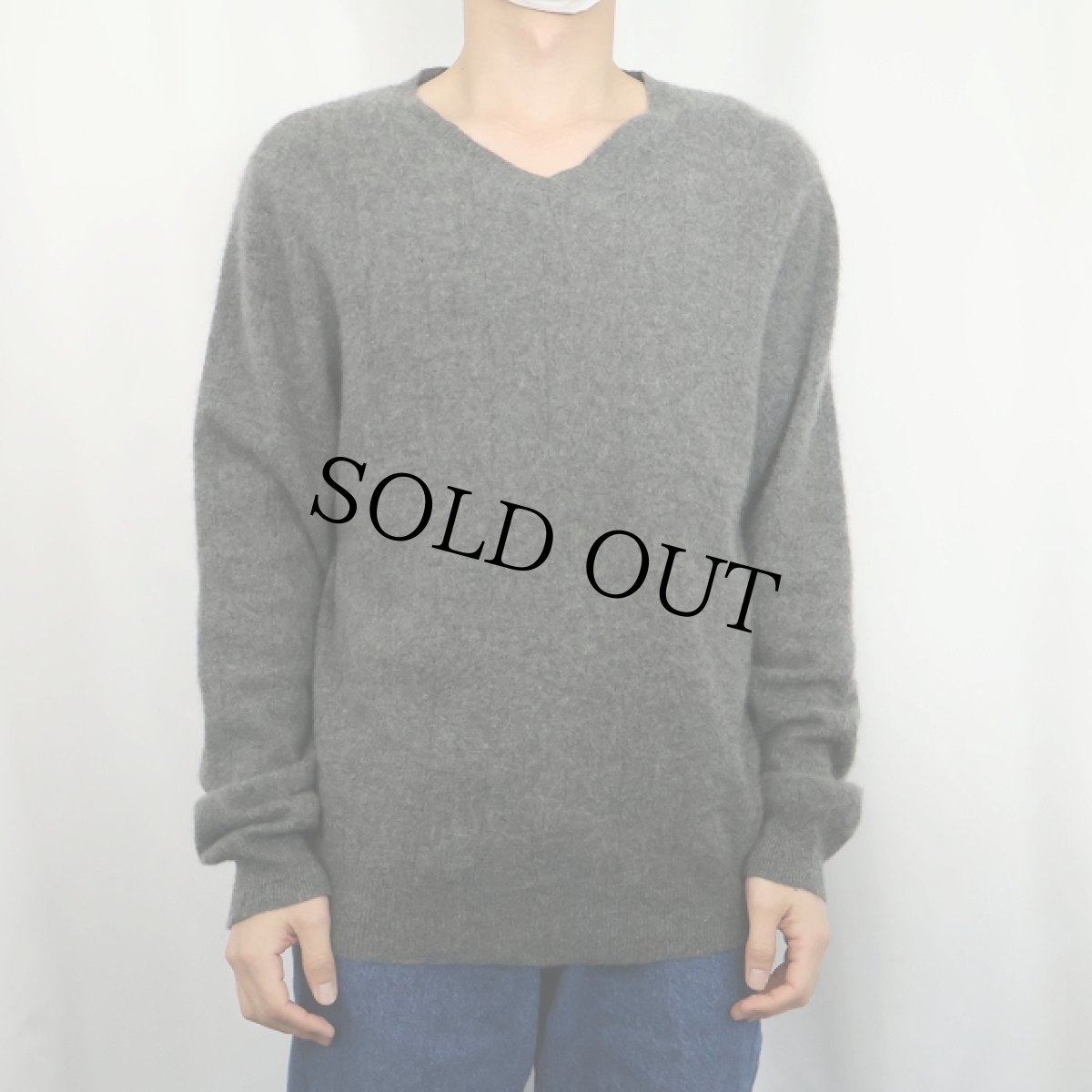 画像2: Apt.9 Vネック カシミアニットセーター GRAY L (2)