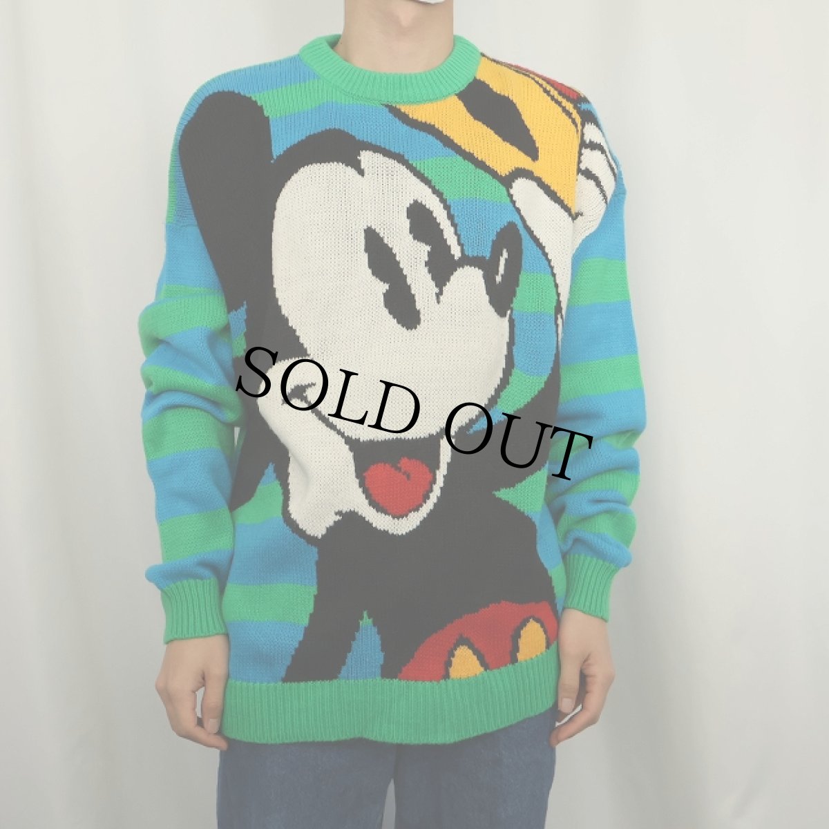 画像2: 90's MICKEY&CO. MICKEY MOUSE ボーダー柄 アクリルニットセーター (2)