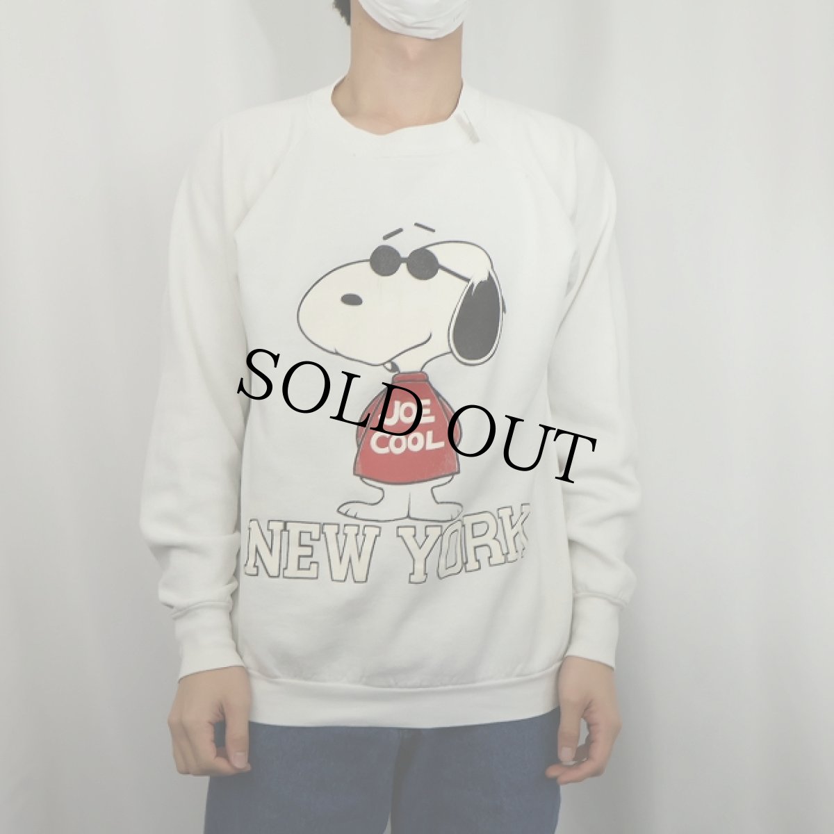 画像2: 80's〜 SNOOPY USA製 "JOE COOL" パロディキャラクタープリント ラグランスウェット (2)