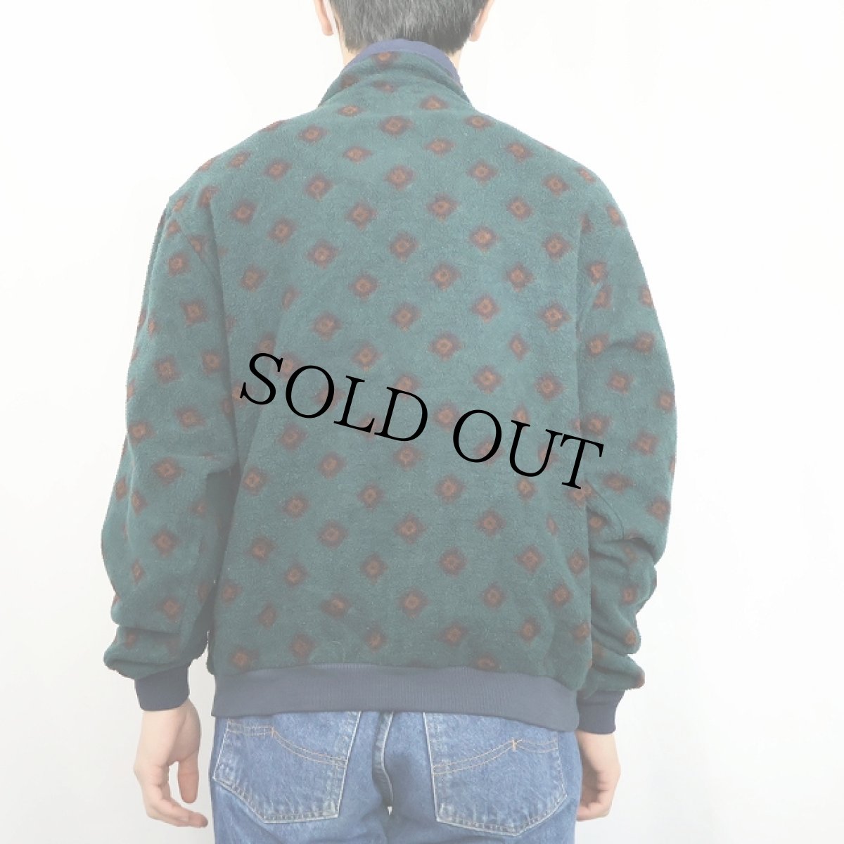 画像3: 80〜90's Eddie Bauer USA製 総柄 ハーフジップ フリースジャケット M (3)