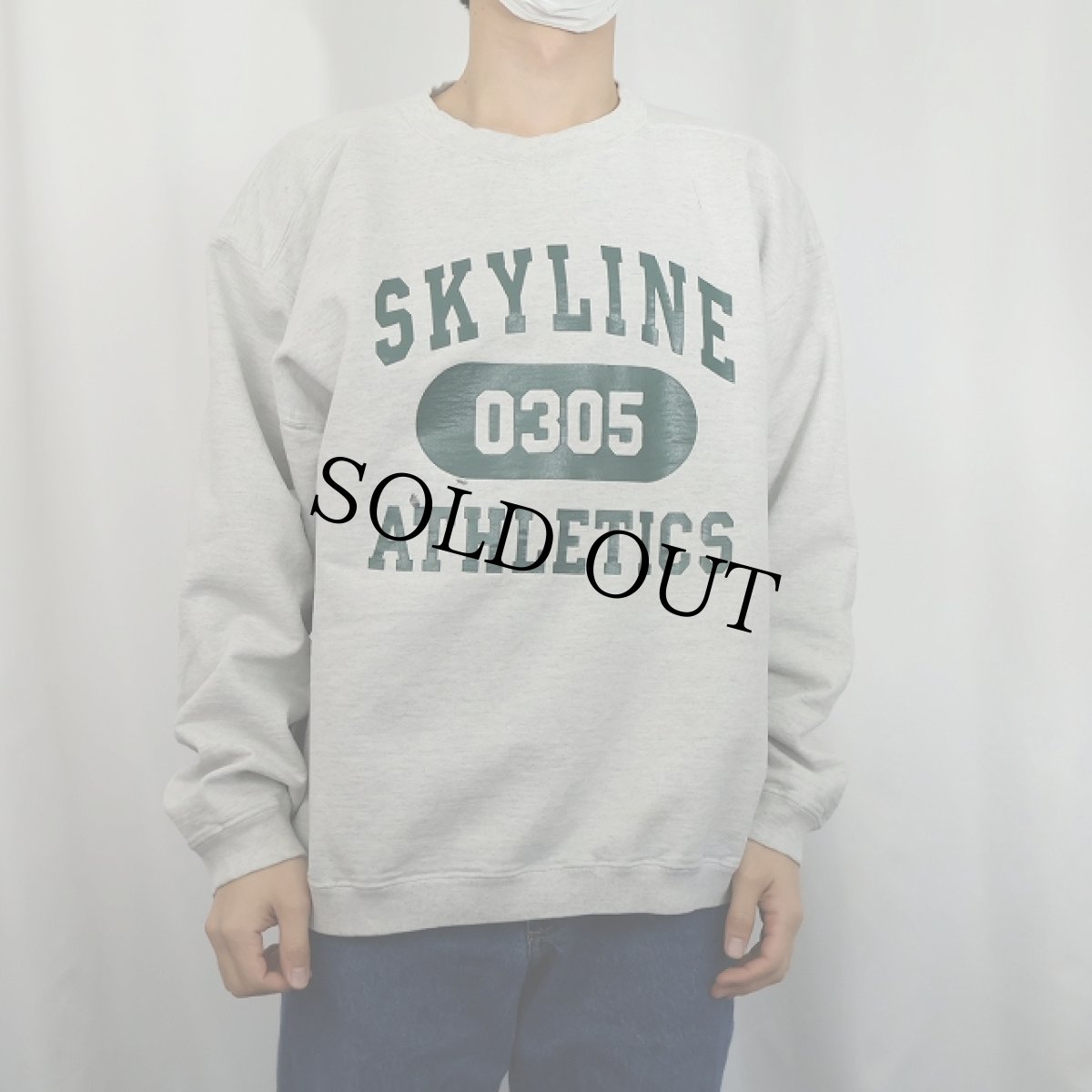 画像2: 90's The Cotton Exchange USA製 "SKYLINE ATHLETICS" プリントスウェット L (2)