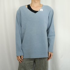 画像2: 80〜90's USA製 Vネック コットンプルオーバーカットソー L (2)