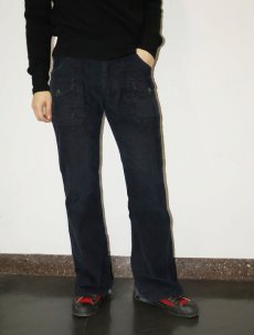 画像1: 70's UNKNOWN コーデュロイブッシュフレアパンツ NAVY W31 (1)