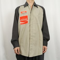 画像3: 70's Unitog USA製 "Coca-Cola" ワッペン付き ストライプ柄ワークシャツ　SIZE16-16 1/2  (3)