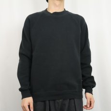 画像2: 80〜90's JERZEES BY RUSSELL USA製 無地ラグランスウェット BLACK L (2)