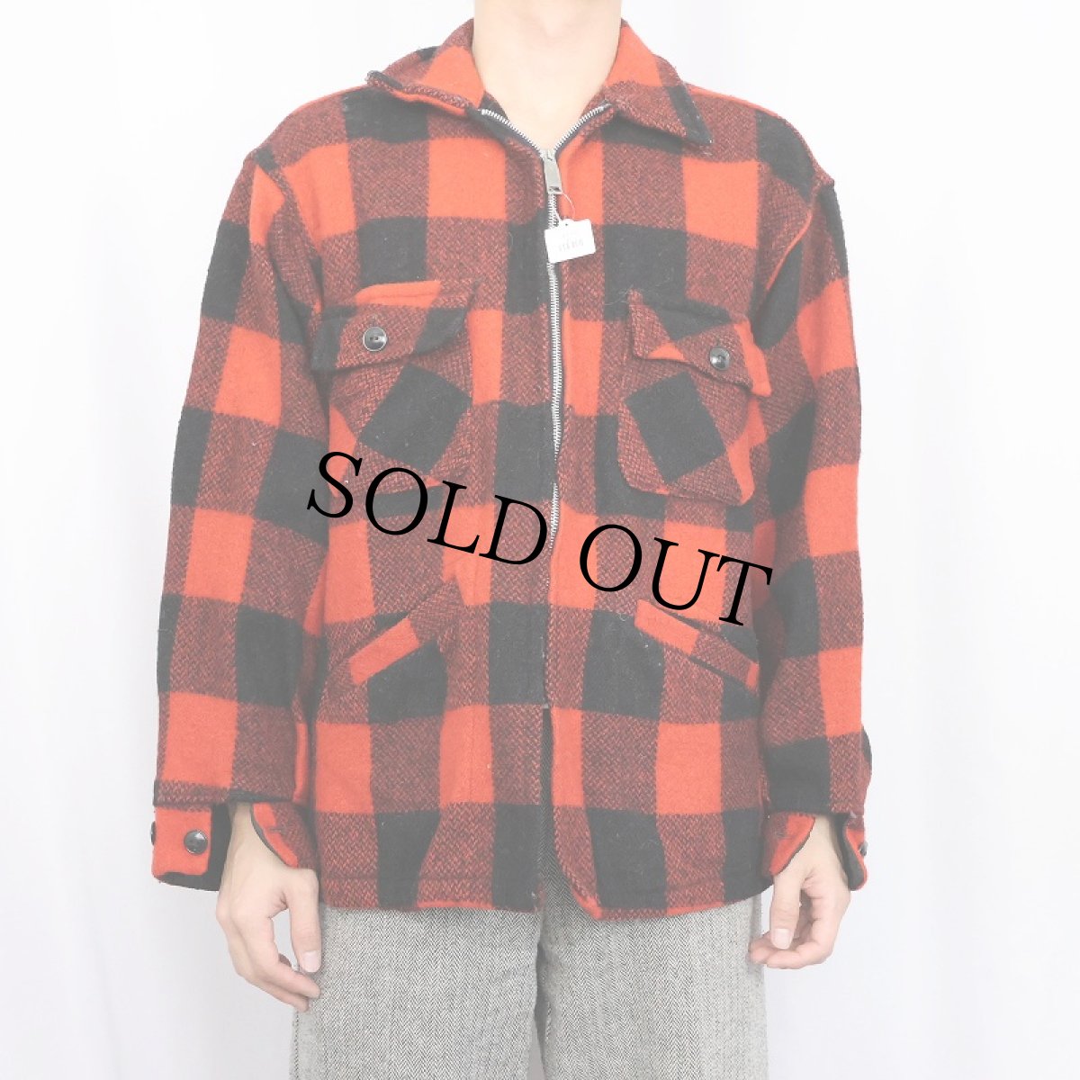 画像2: 60〜70's バッファローチェック柄 ウールジップジャケット (2)