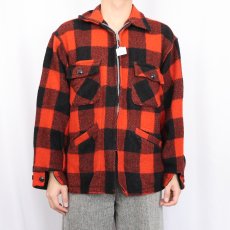 画像2: 60〜70's バッファローチェック柄 ウールジップジャケット (2)