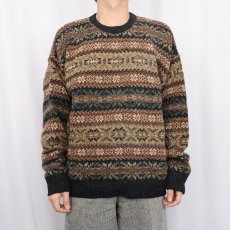 画像2: 80〜90's L.L.Bean SCOTLAND製 フェアアイル柄 ウールニットセーター M (2)