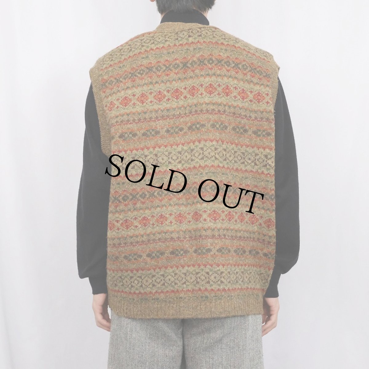 画像3: 80〜90's L.L.Bean SCOTLAND製 フェアアイル柄 ウールベスト L (3)