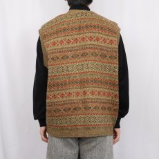 画像3: 80〜90's L.L.Bean SCOTLAND製 フェアアイル柄 ウールベスト L (3)