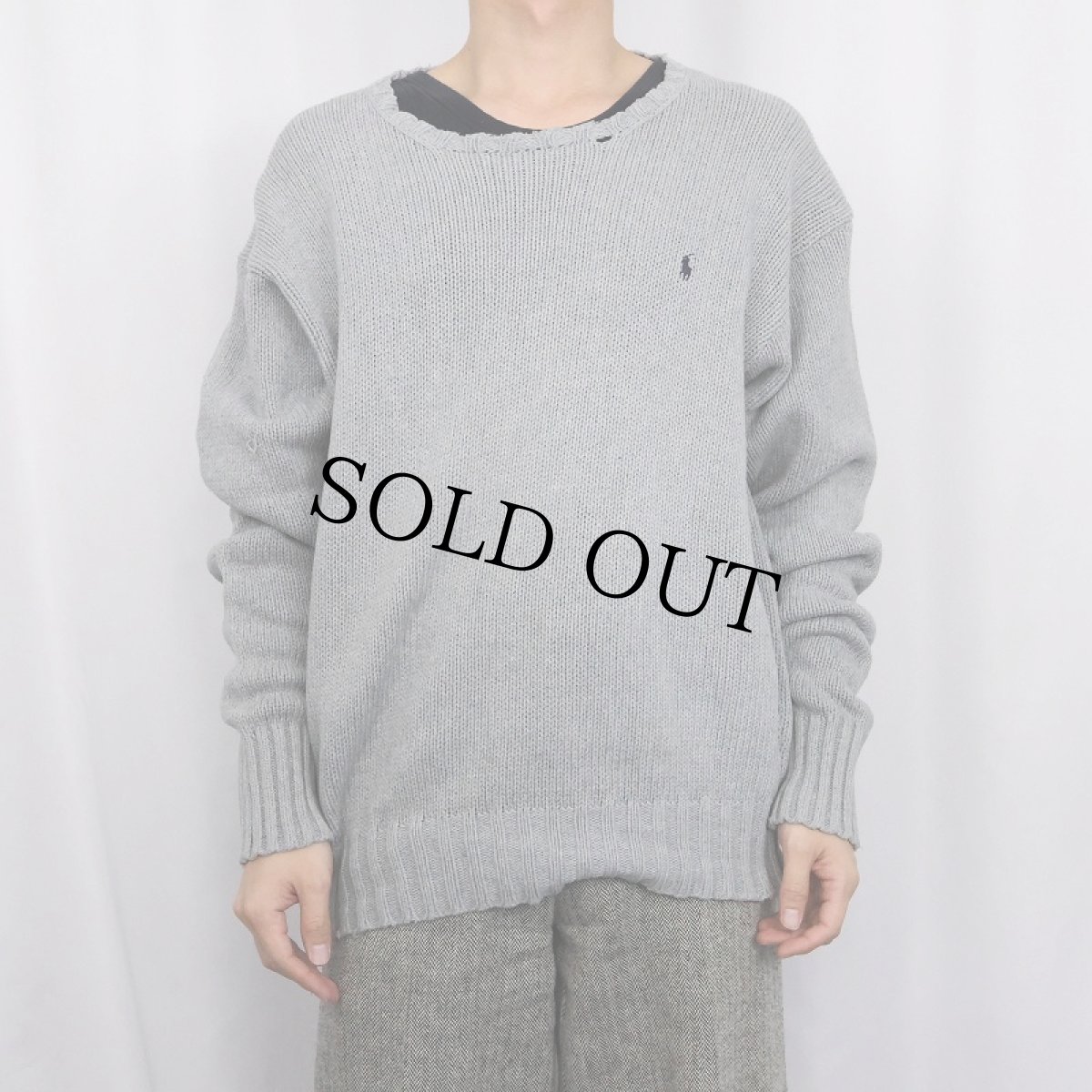 画像2: POLO Ralph Lauren ロゴ刺繍 コットンニットセーター M (2)