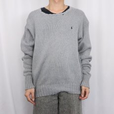 画像2: POLO Ralph Lauren ロゴ刺繍 コットンニットセーター M (2)