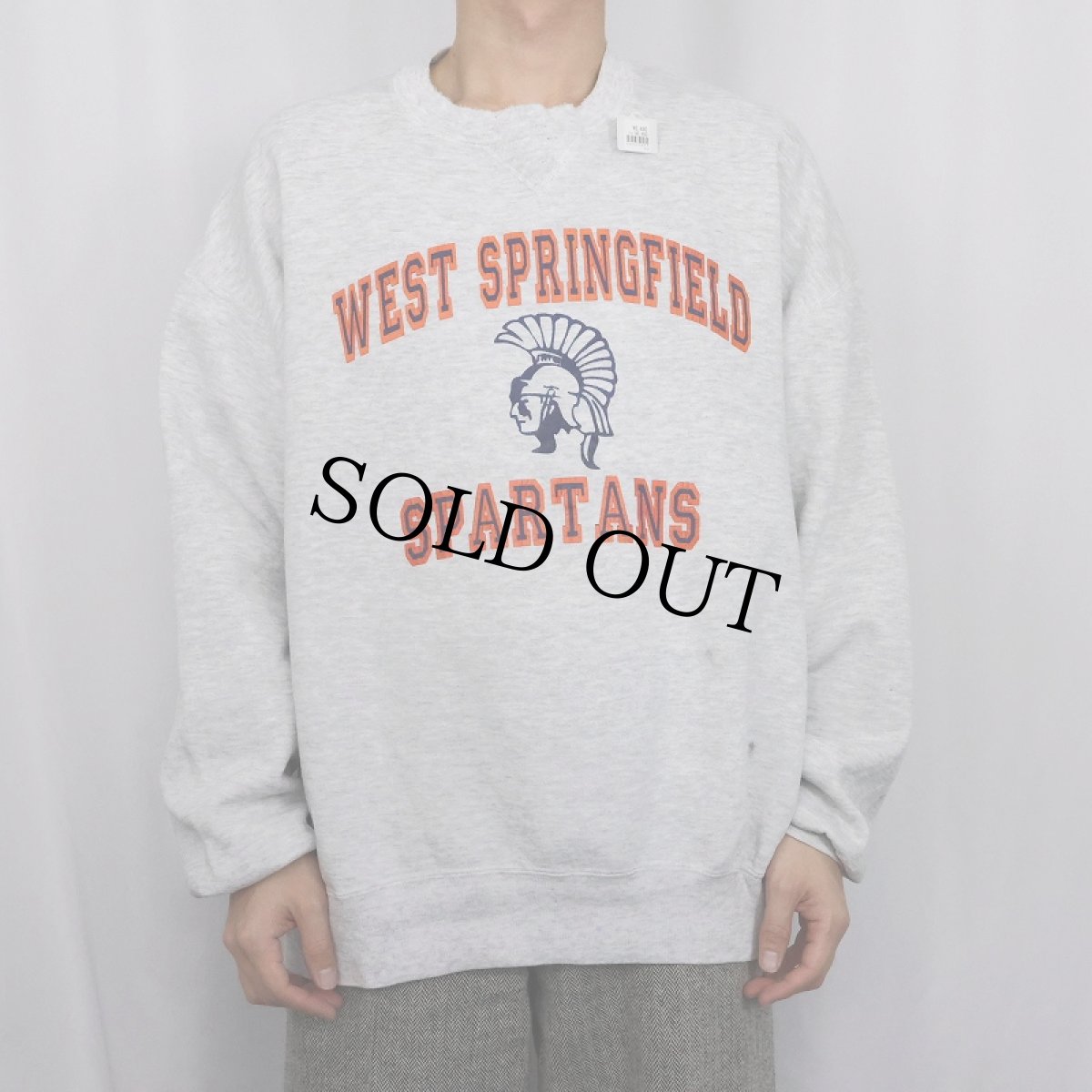 画像2: 90's RUSSELL ATHLETIC USA製 "WEST SPRINGFIELD SPARTANS" 前V プリントスウェット XL (2)