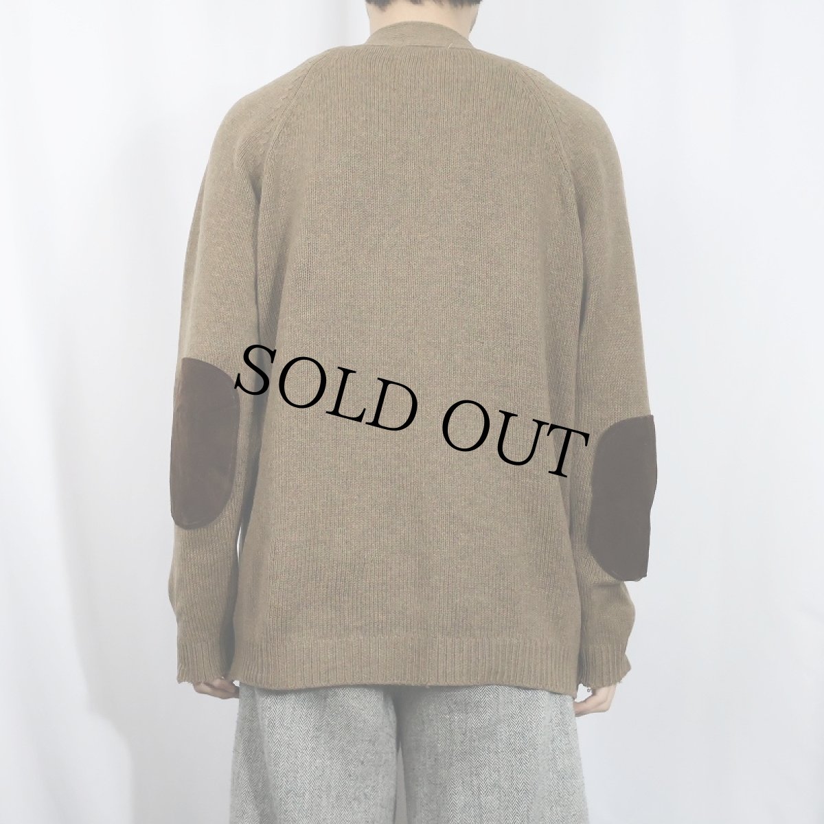 画像3: 70〜80's Tailteann IRELAND製 エルボーパッチ付き ラムウールニットカーディガン (3)