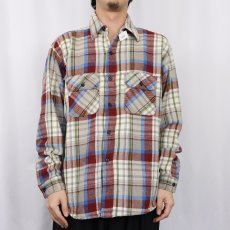 画像2: 70〜80's FIVER BROTHER USA製 チェック柄 ヘビーネルシャツ L (2)