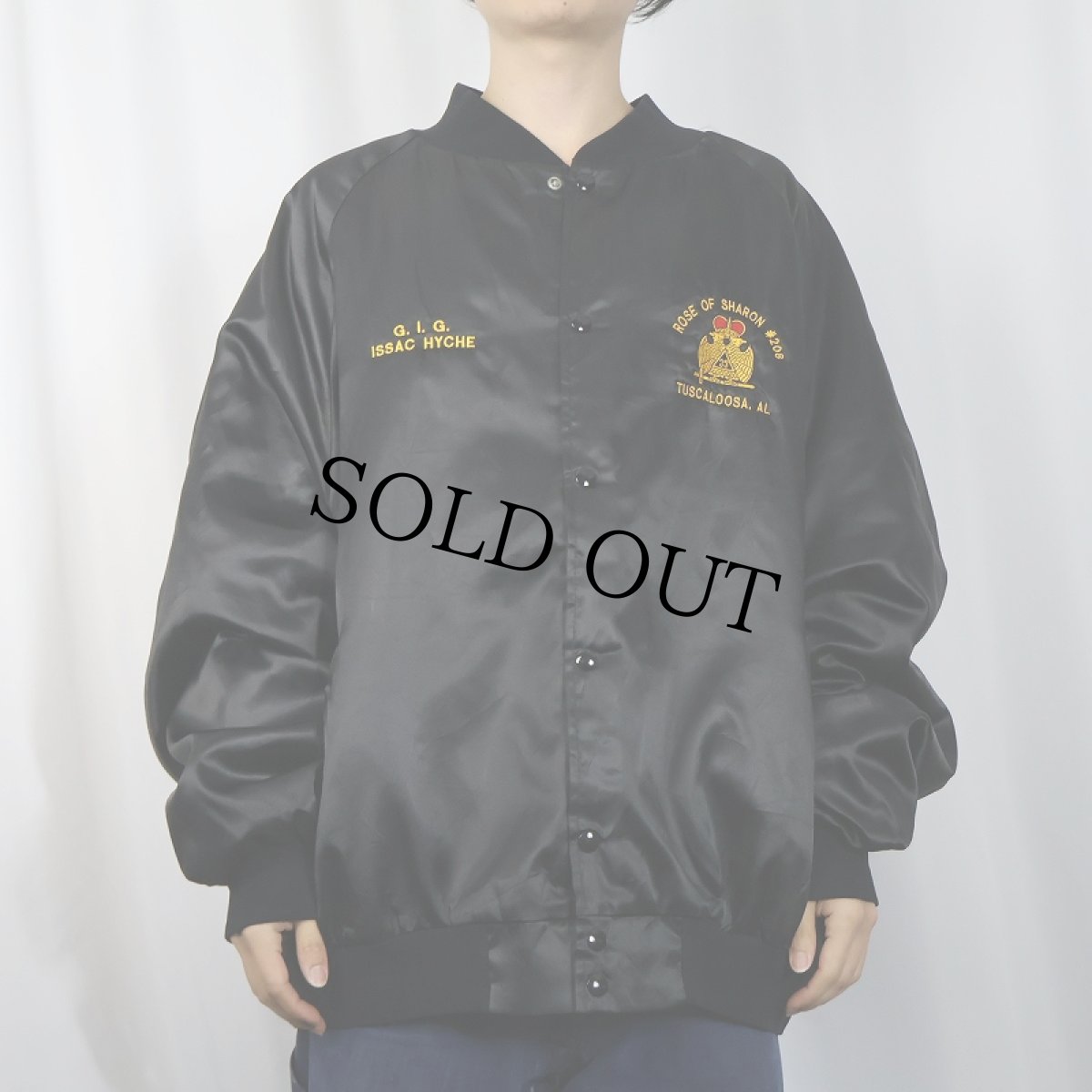 画像3: 90's West Ark USA製 "United Supreme Council 33" 刺繡入り  キルティングライナー ナイロンスタジャン BLACK 5XL (3)