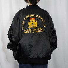 画像4: 90's West Ark USA製 "United Supreme Council 33" 刺繡入り  キルティングライナー ナイロンスタジャン BLACK 5XL (4)