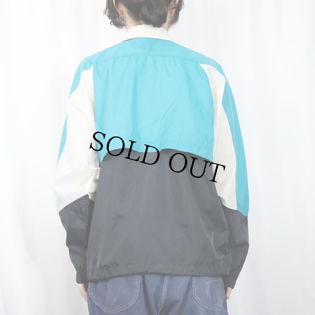 画像3: 90's NIKE 銀タグ ロゴ刺繡 切り替えデザイン ナイロンジャケット L  (3)