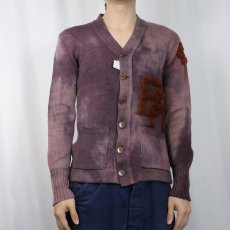 画像2: 60's THE Sportsman's Store ブリーチ×後染め レタードニットカーディガン (2)