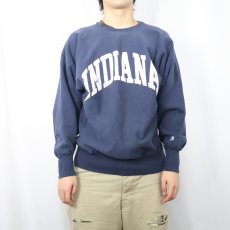 画像2: 90's Champion REVERSE WEAVE USA製 "INDIANA" プリントスウェット NAVY L (2)