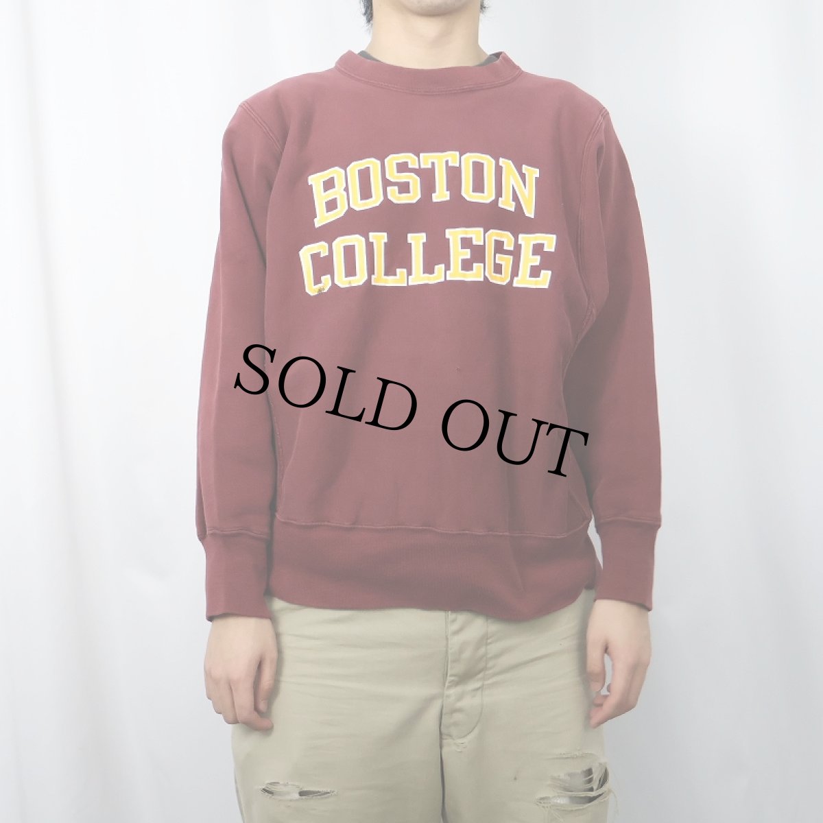 画像2: 80's Champion REVERSE WEAVE USA製 "BOSTON COLLEGE" プリントスウェット M (2)